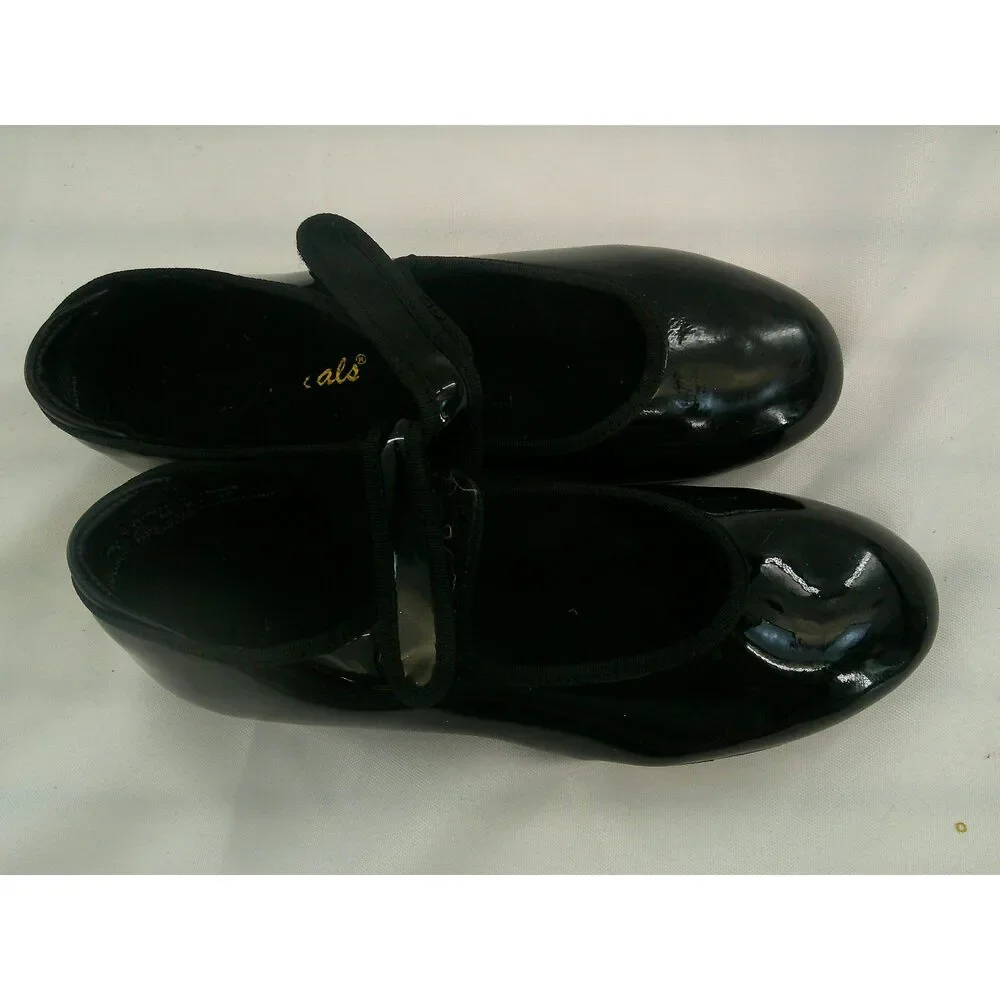 Pre-Owned Dance Tap Shoes Theatricals Kids 13.5M Mary Jane Black Easy Strap